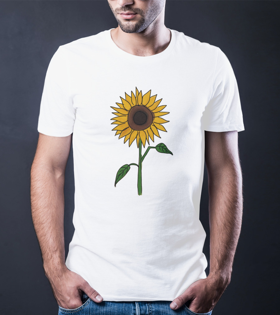 Sunflower Drawing Floral Botanical Nature T-Shirt