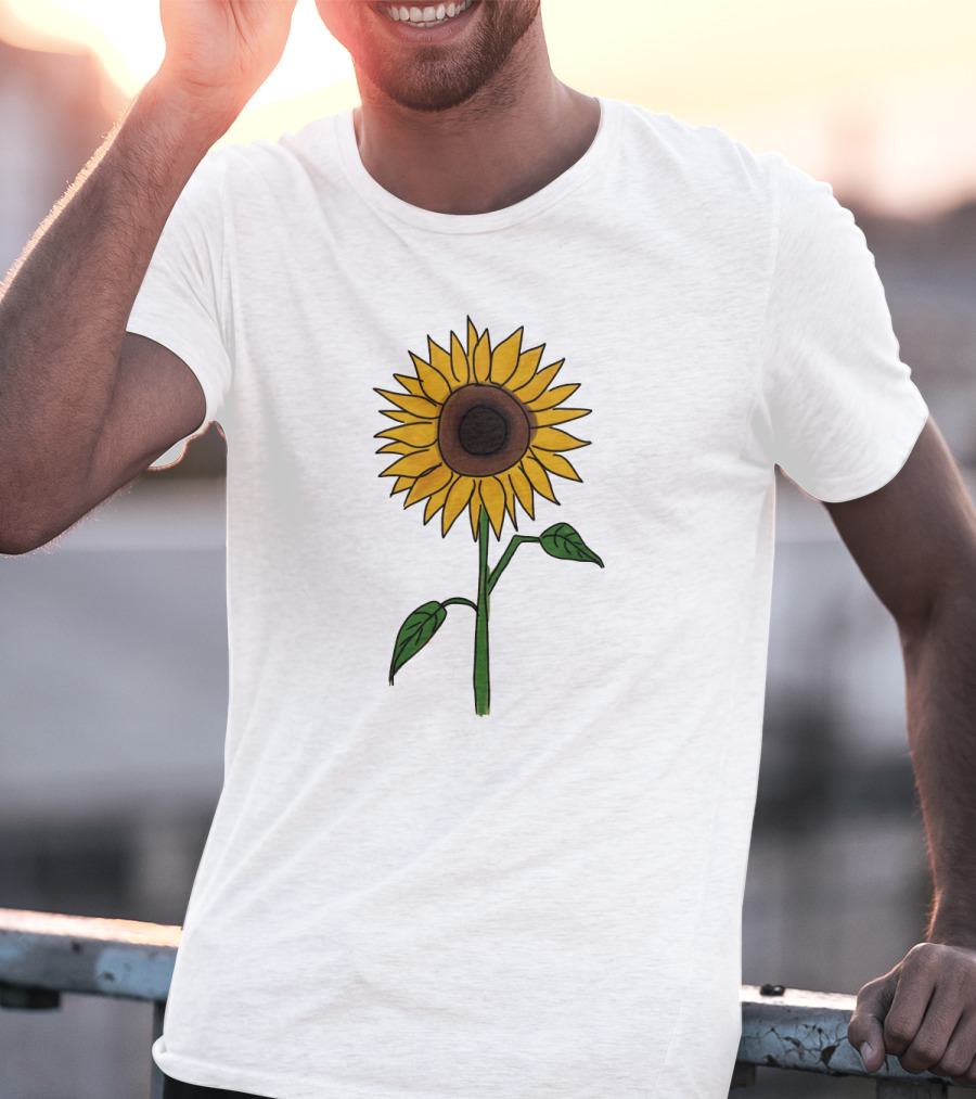 Sunflower Drawing Floral Botanical Nature T-Shirt