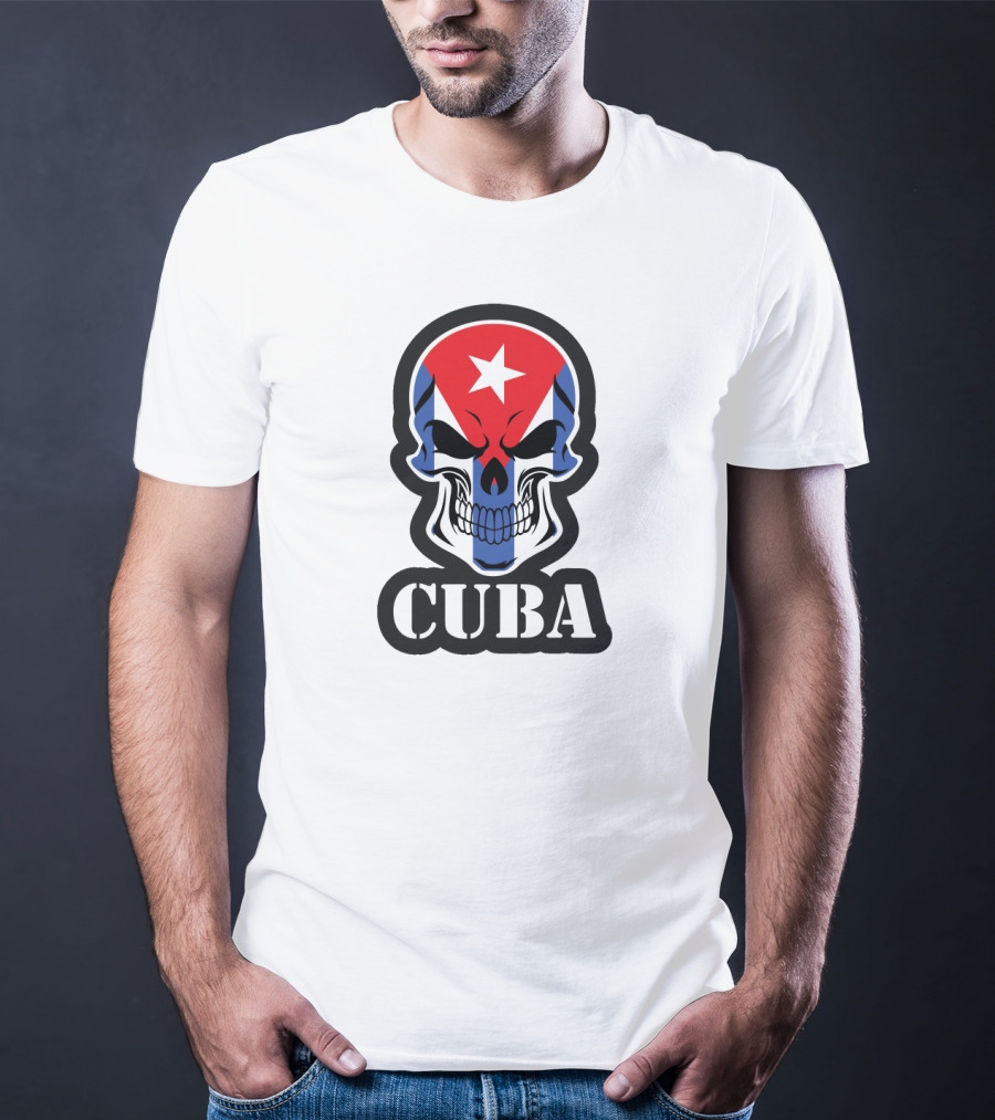 Cuba Skull With Cuban Flag And Star T-Shirt