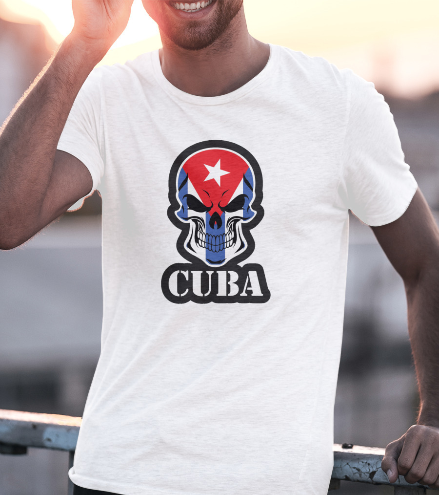 Cuba Skull With Cuban Flag And Star T-Shirt