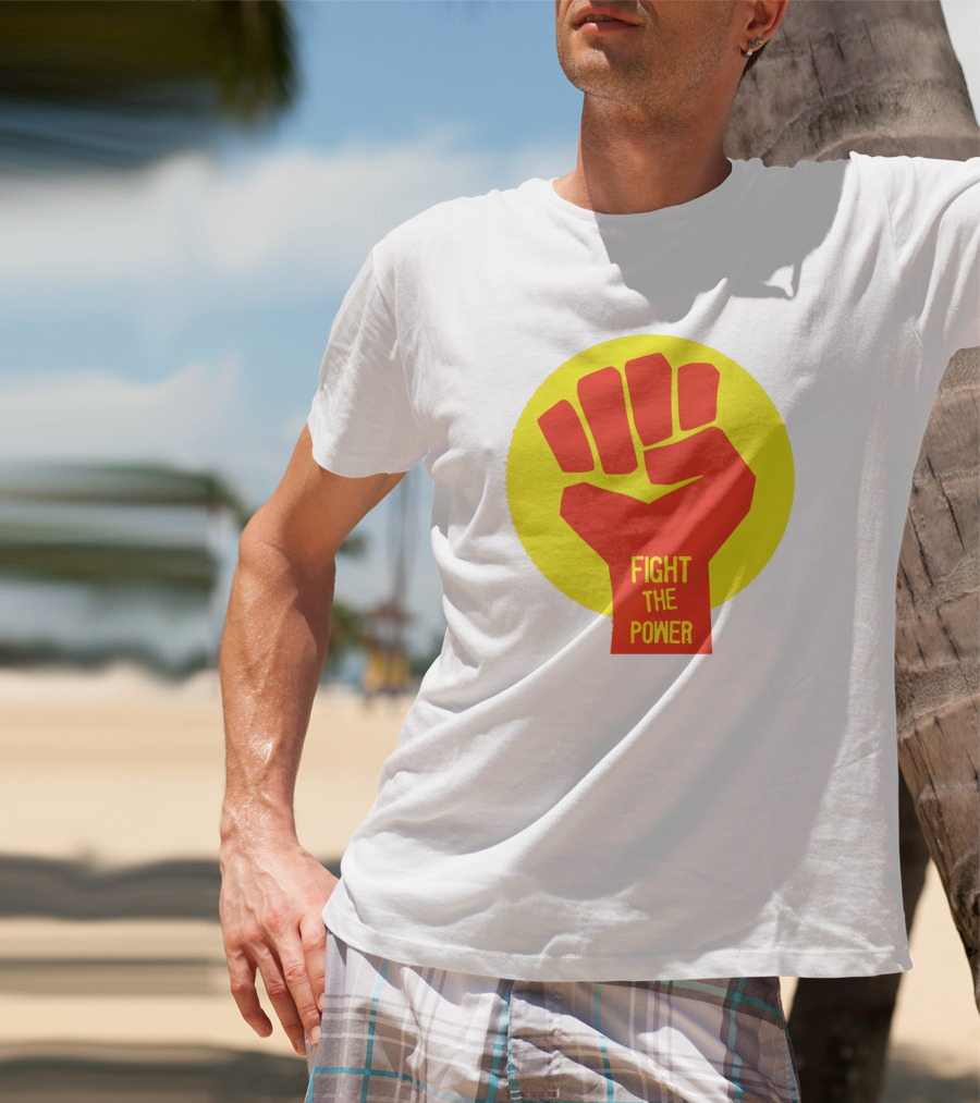 Fight The Power Fist Yellow Circle T-Shirt