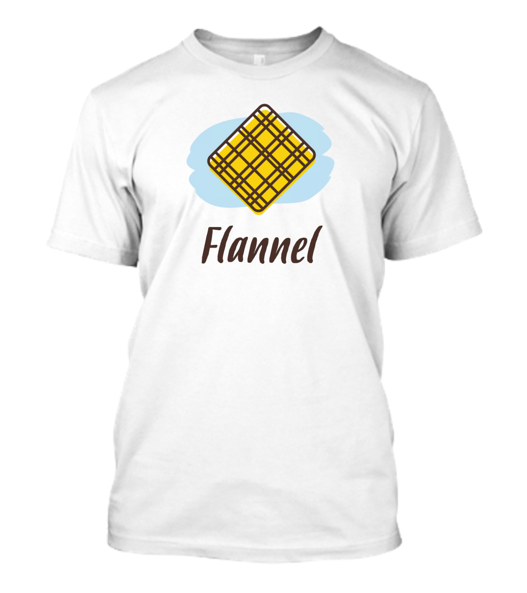 Flannel Yellow Plaid Pattern With Blue Background T-Shirt
