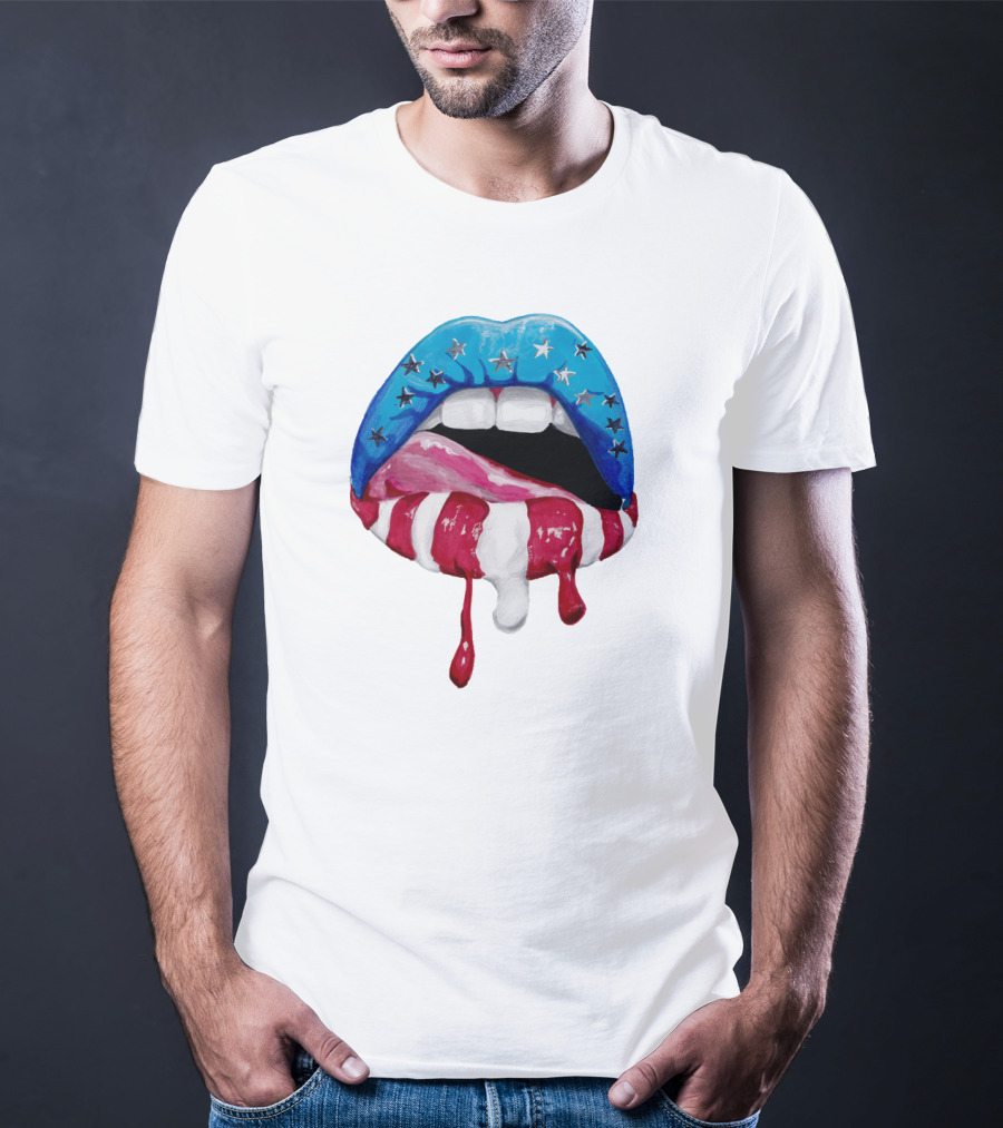 'Merica Lips Stars And Stripes USA Flag T-Shirt