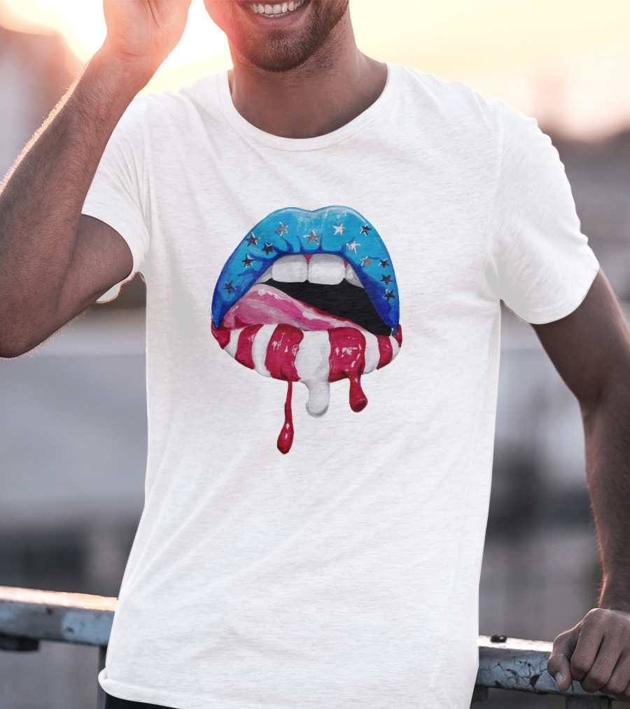 'Merica Lips Stars And Stripes USA Flag T-Shirt