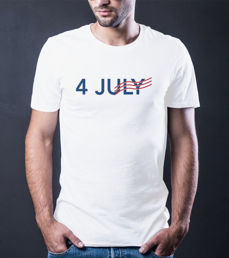 4 July With Red Stripes Patriotic T-Shirt