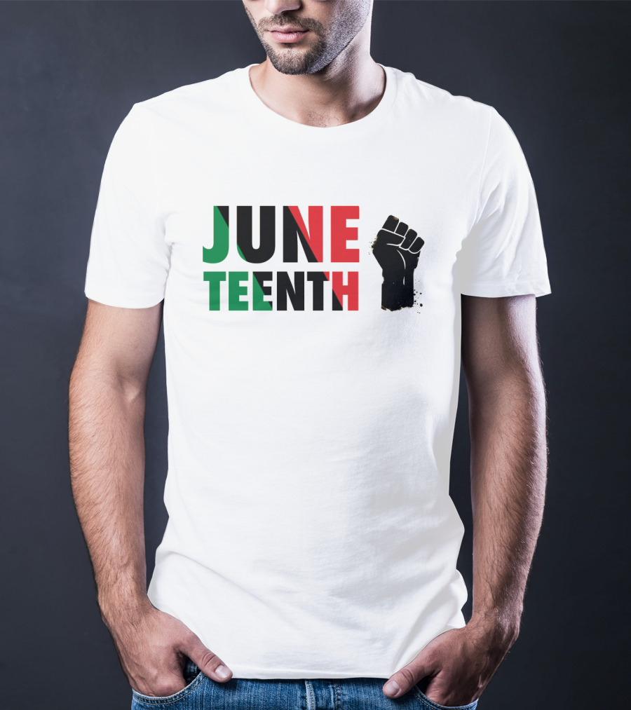 Juneteenth Black Power Fist Red Green T-Shirt