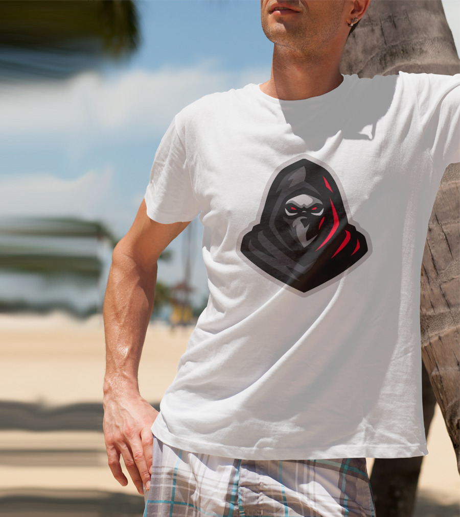 Hooded Black And Red Cloaked Figure With Stealthy Expression T-Shirt