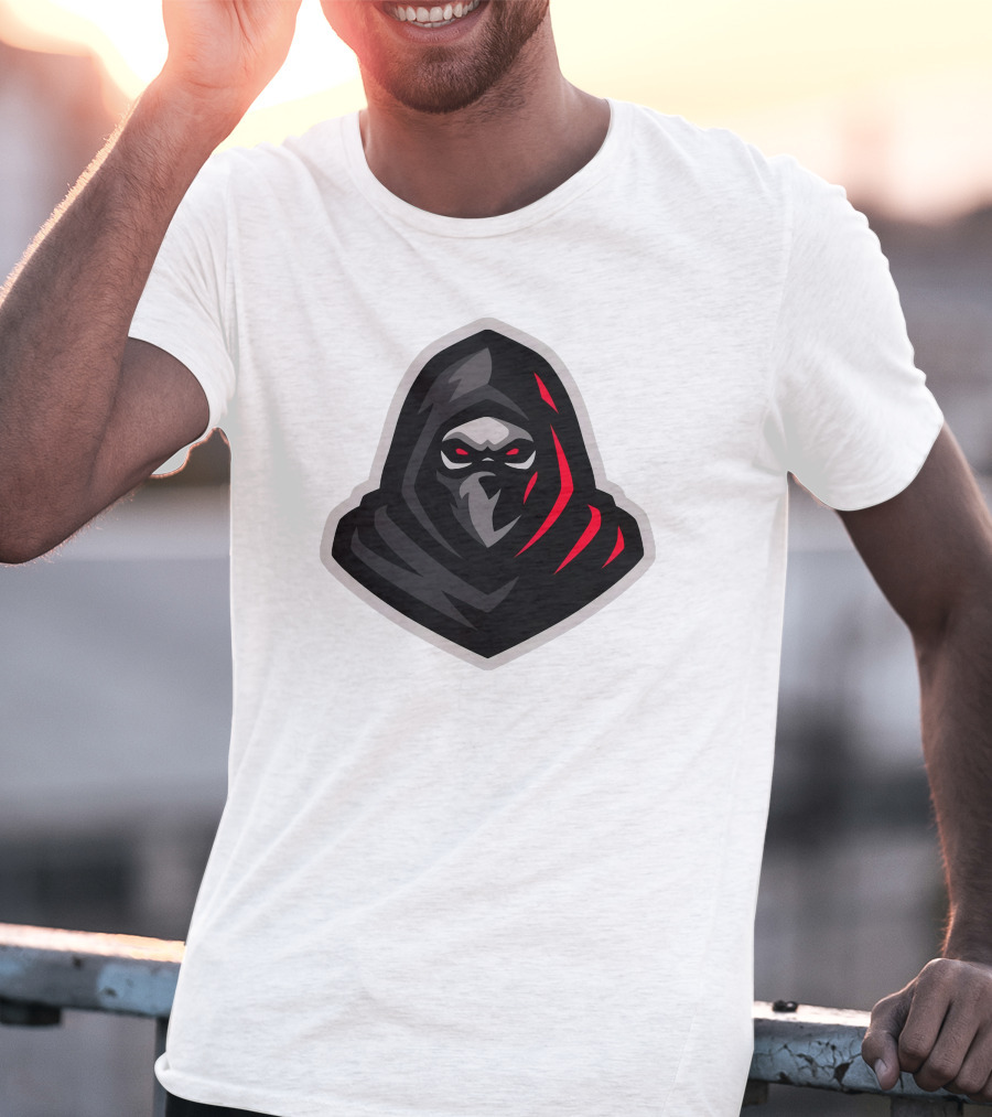 Hooded Black And Red Cloaked Figure With Stealthy Expression T-Shirt