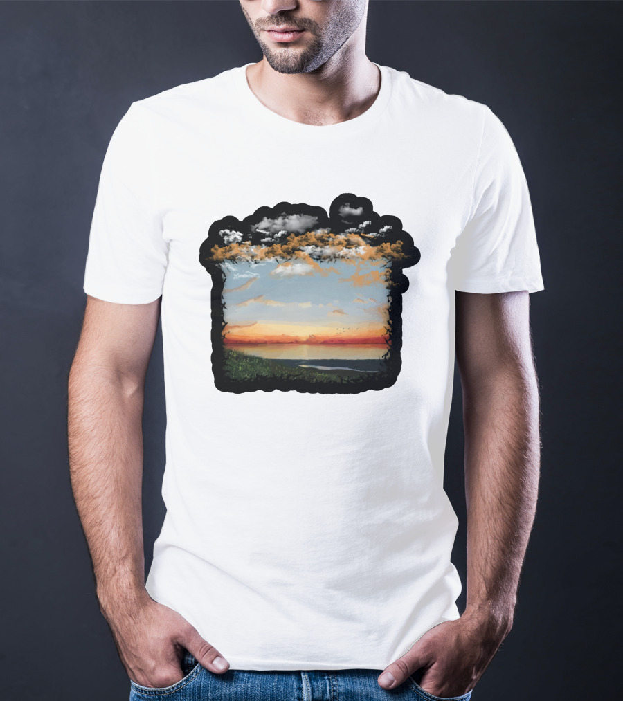 Big Assawoman Bay Sunset Landscape Scene T-Shirt