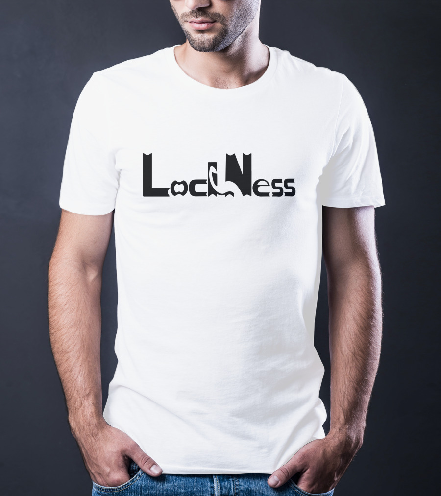 Loch Ness Monster Silhouette Typography T-Shirt