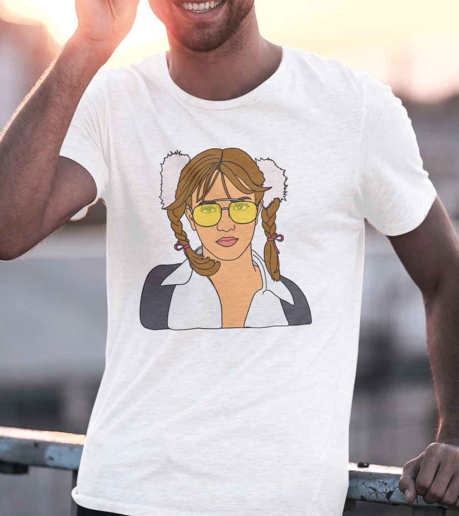 Britney Spears Iconic Schoolgirl Look With Yellow Glasses And Braids T-Shirt