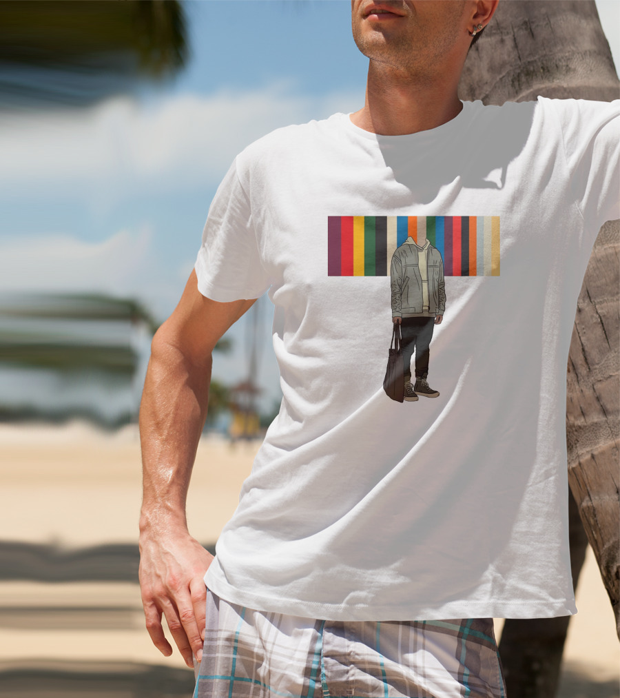 Streetwear Minimalist Hoodie And Joggers With Colorful Stripes T-Shirt
