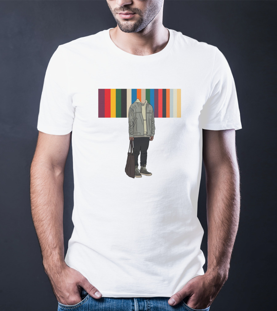 Streetwear Minimalist Hoodie And Joggers With Colorful Stripes T-Shirt