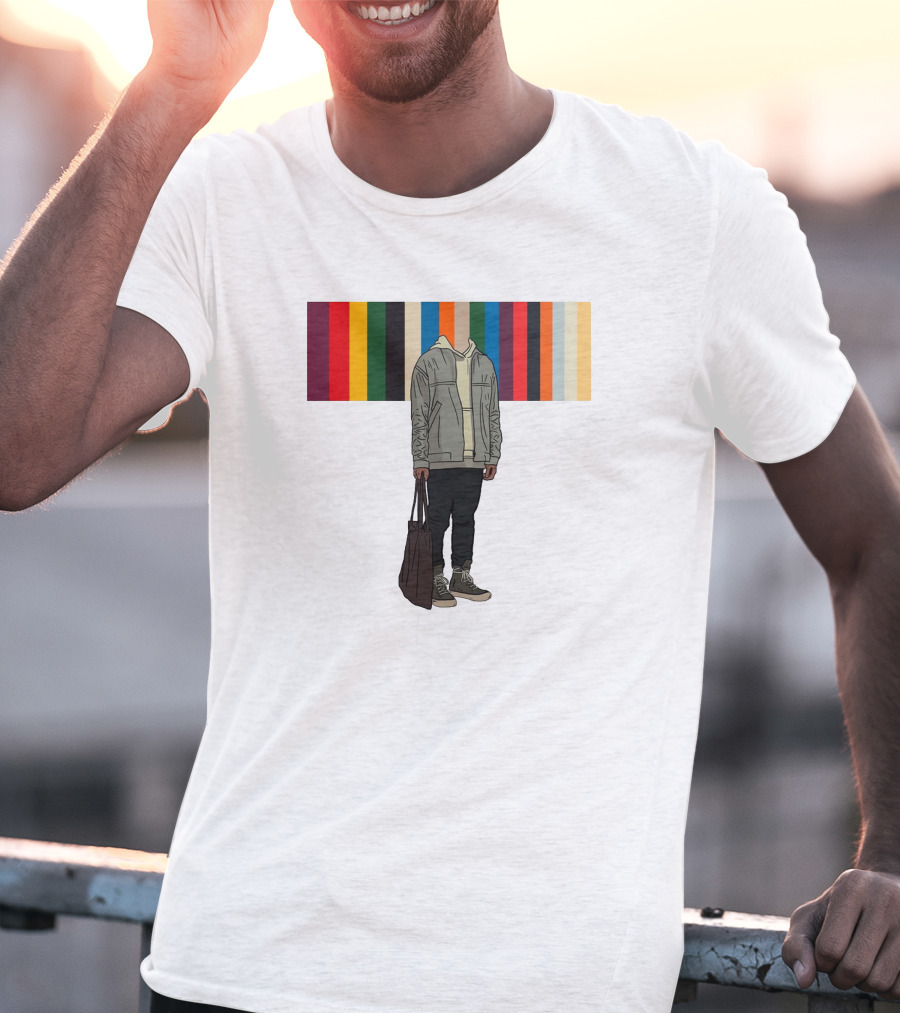 Streetwear Minimalist Hoodie And Joggers With Colorful Stripes T-Shirt