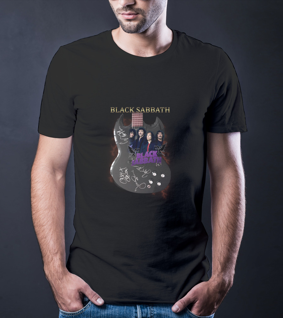 Black Sabbath Guitar Signatures And Band Members Image T-Shirt