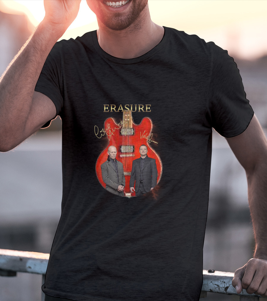 ERASURE Red Guitar Duo Autograph T-Shirt