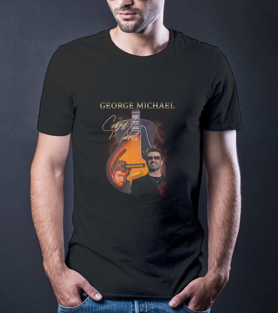 George Michael Signature Guitar Collage T-Shirt