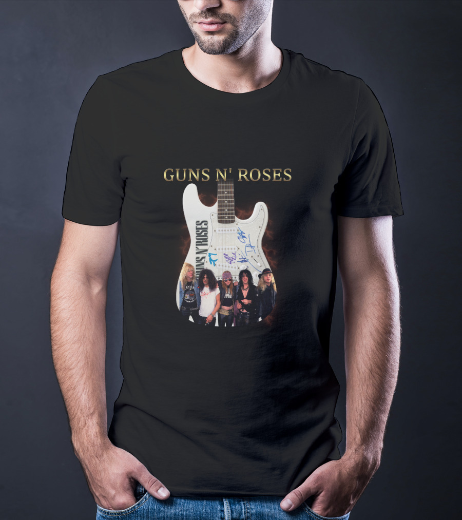 Guns N' Roses Guitar With Band Members T-Shirt