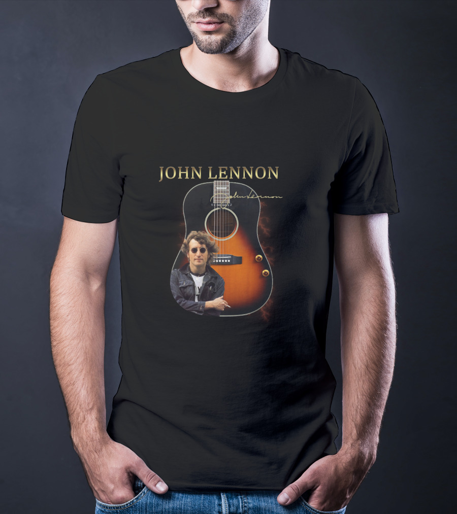 John Lennon Signature Acoustic Guitar T-Shirt