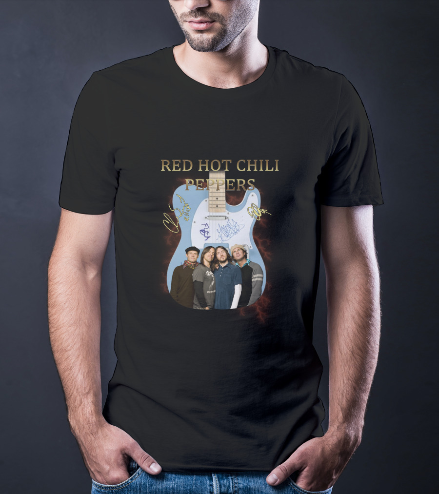 Red Hot Chili Peppers Guitar Signature Group Photo T-Shirt