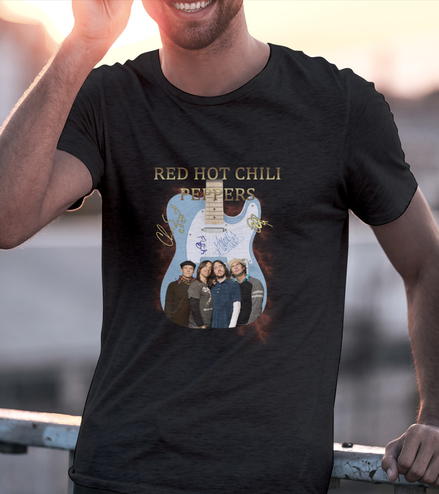 Red Hot Chili Peppers Guitar Signature Group Photo T-Shirt