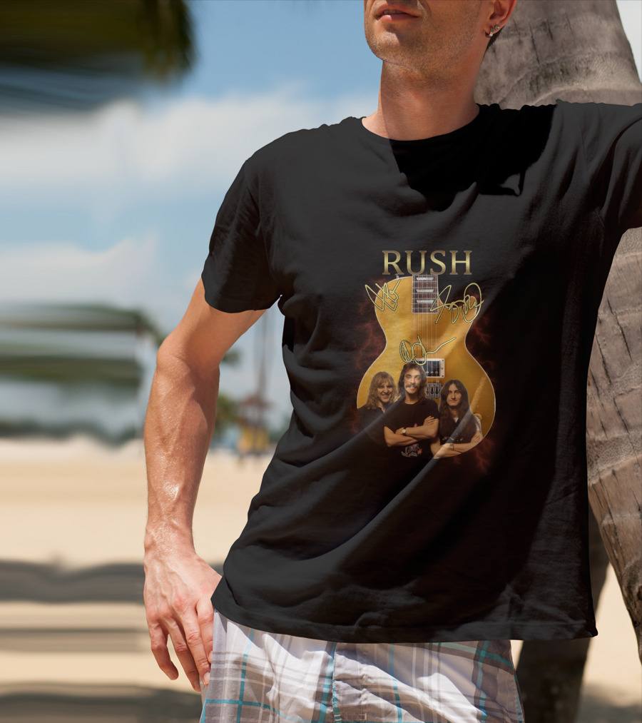 Rush Signature Guitar With Band Members And Autographs T-Shirt