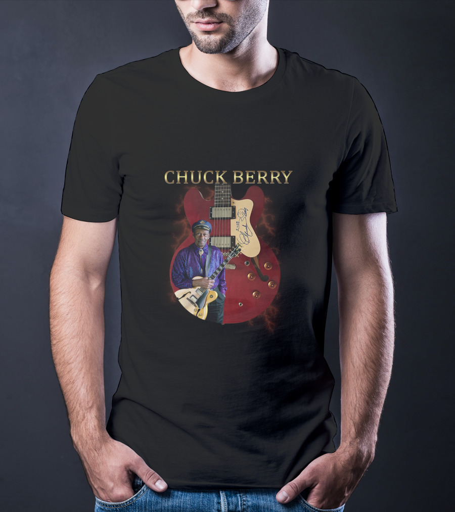 Chuck Berry Iconic Guitar With Signature T-Shirt