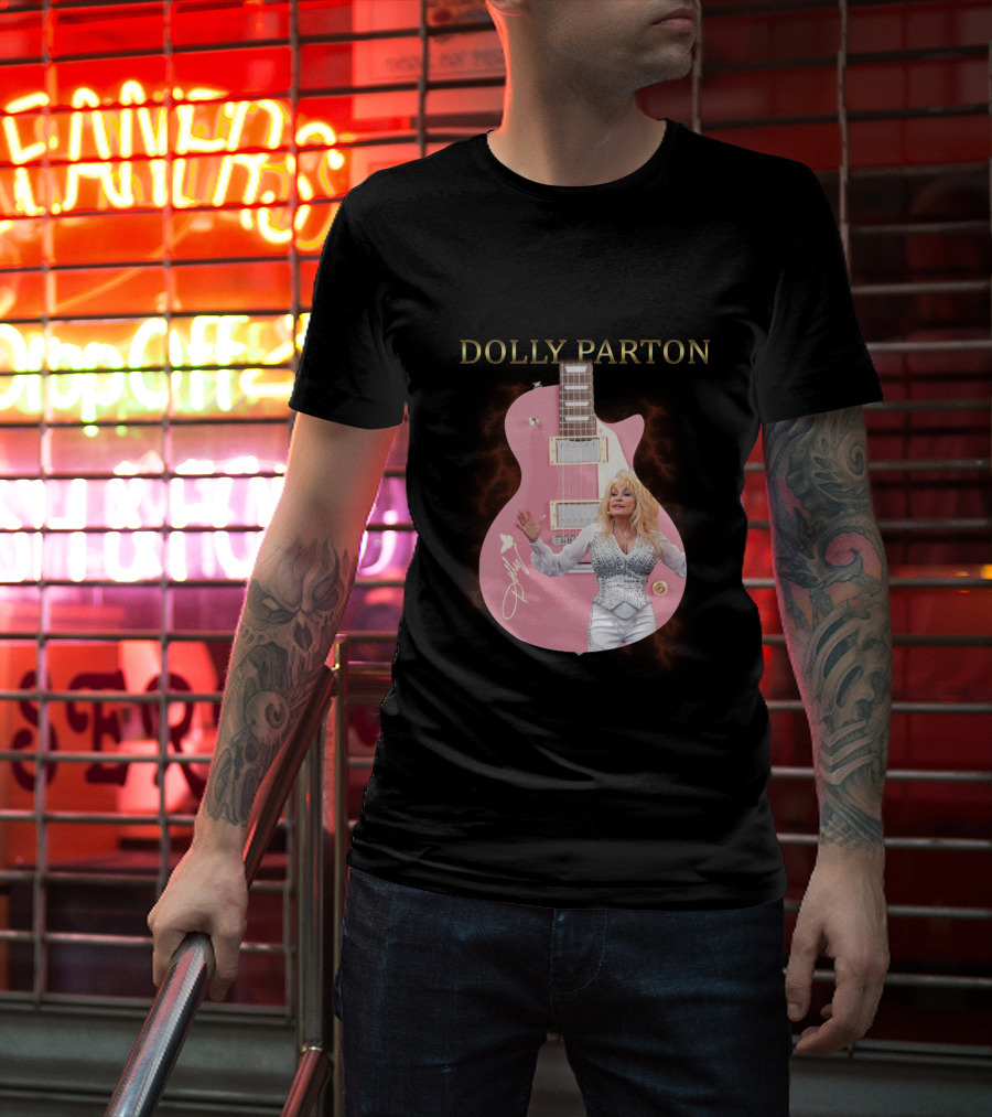Dolly Parton Pink Guitar Signature T-Shirt