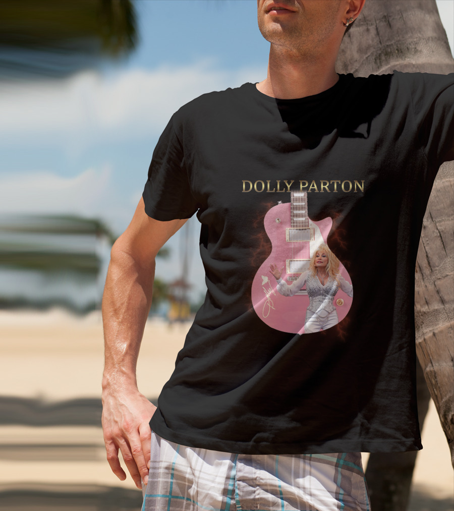 Dolly Parton Pink Guitar Signature T-Shirt