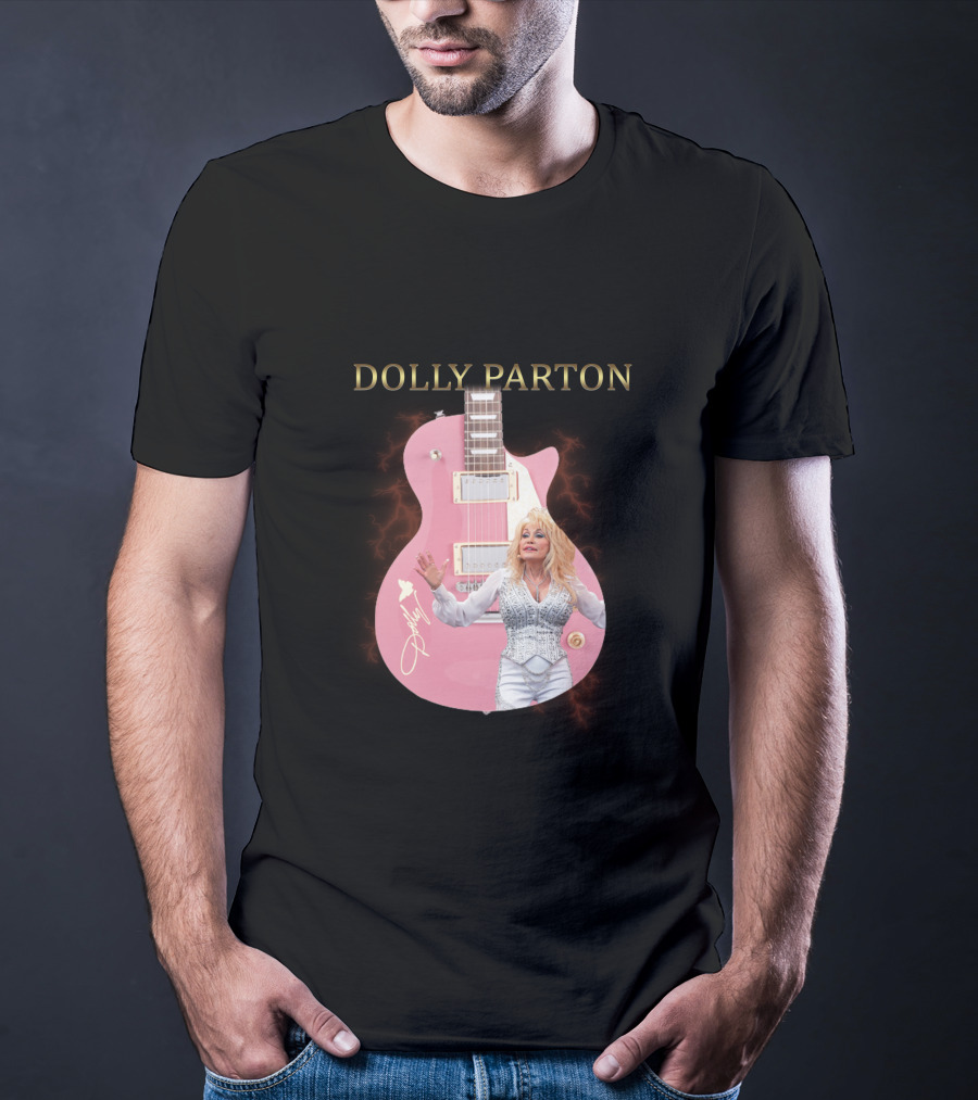 Dolly Parton Pink Guitar Signature T-Shirt