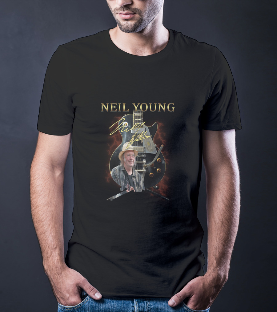 NEIL YOUNG Signature Guitar With Image T-Shirt
