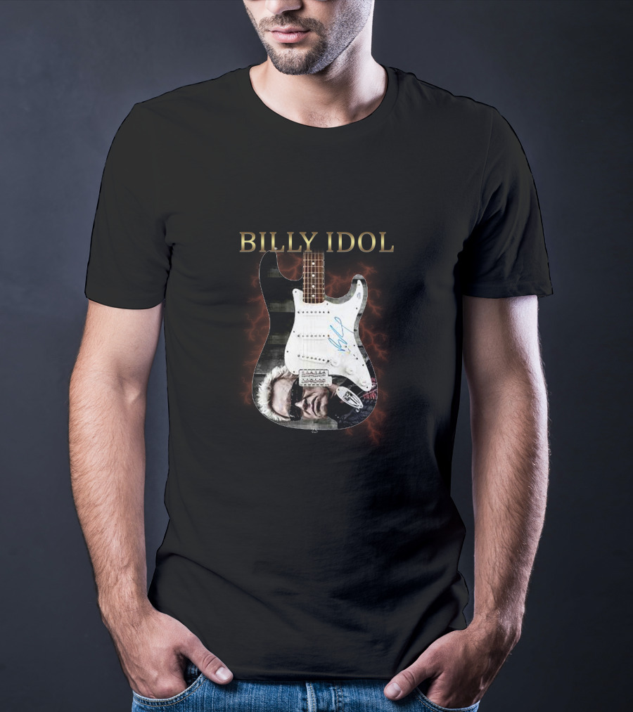 BILLY IDOL Electric Stage Guitar Signed Heroic T-Shirt