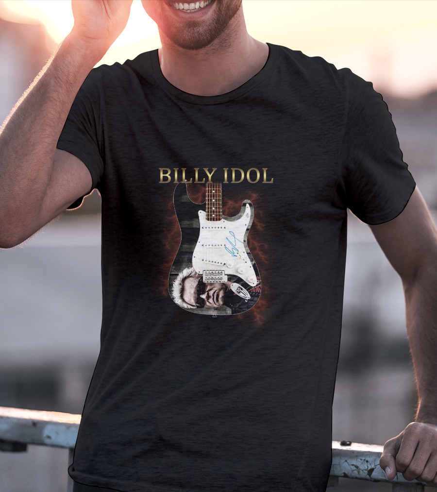 BILLY IDOL Electric Stage Guitar Signed Heroic T-Shirt