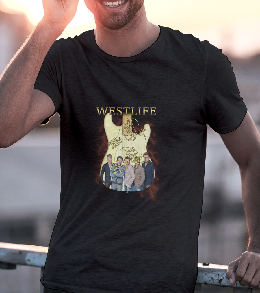 Westlife Guitar And Band Members Montage T-Shirt