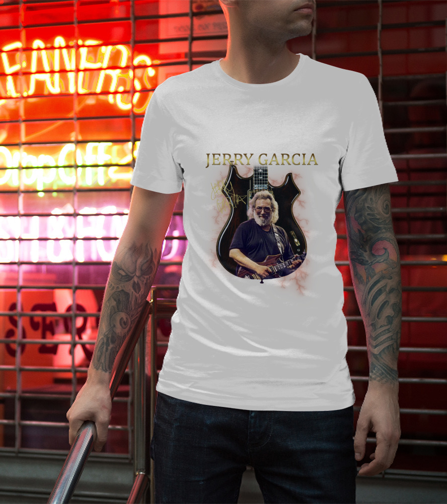 Jerry Garcia Signature Guitar Image With Jerry Garcia T-Shirt