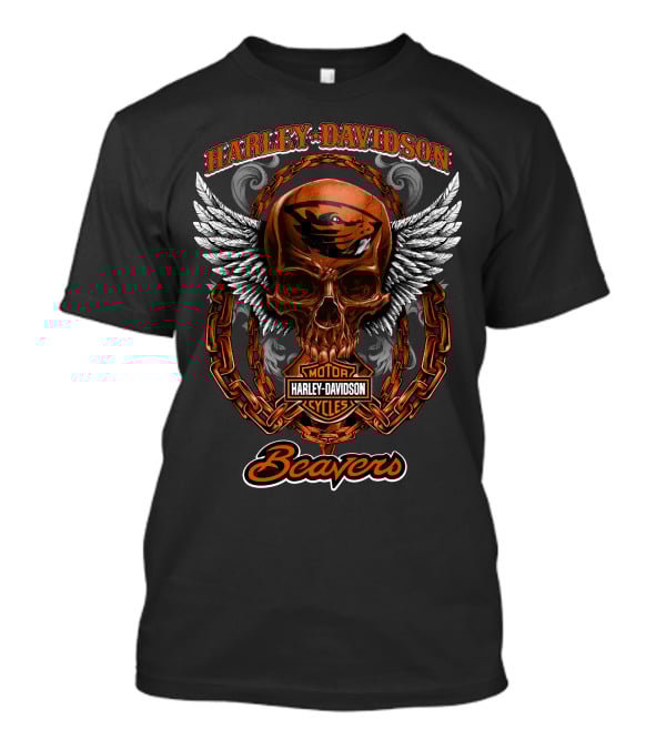 Harley Davidson Oregon State Beavers Skull And Chains T-Shirt