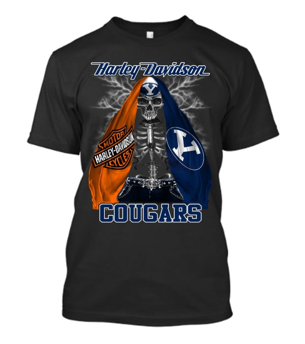 Harley Davidson Byu Cougars Skeleton Motorcycles T-Shirt