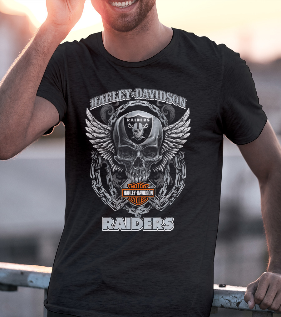 Harley Davidson Raiders Motorcycles Nfl Las Vegas Raiders T-Shirt