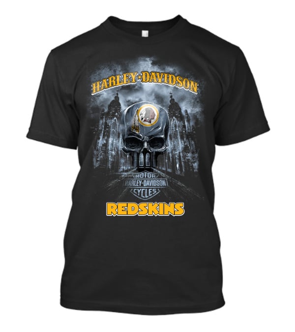 Harley Davidson Motor Cycles Redskins Skull Nfl Washington T-Shirt