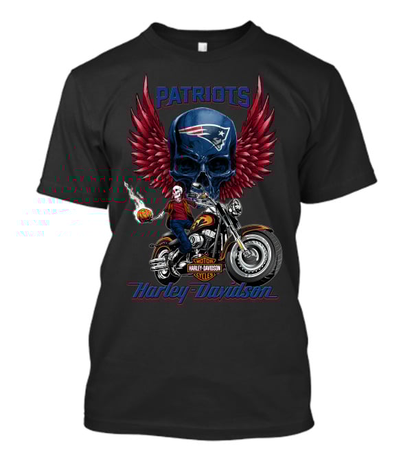Patriots Harley Davidson Motor Cycles Nfl New England T-Shirt
