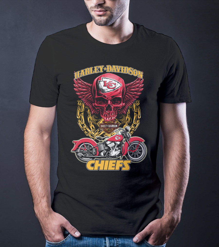 Harley Davidson Kansas City Chiefs Nfl Motorcycle Skull Chiefs T-Shirt