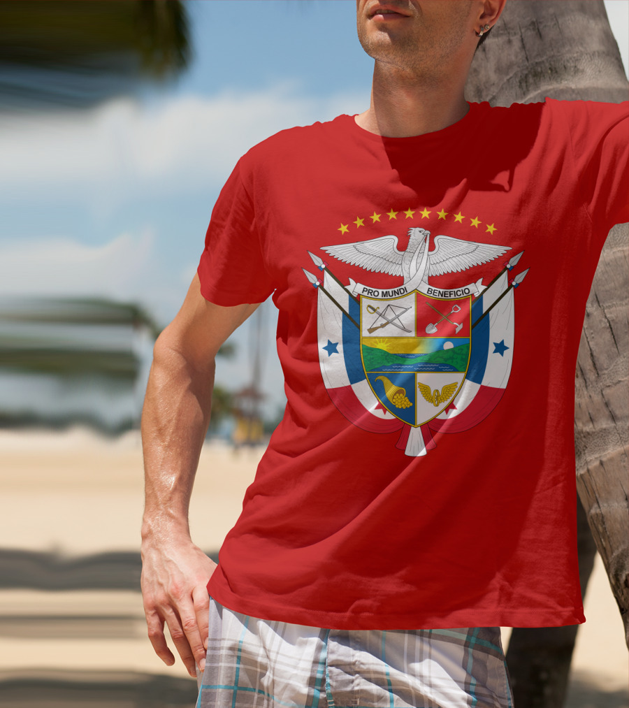 Pro Mundi Beneficio Escudo De Panamá Coat Of Arms Flag T-Shirt