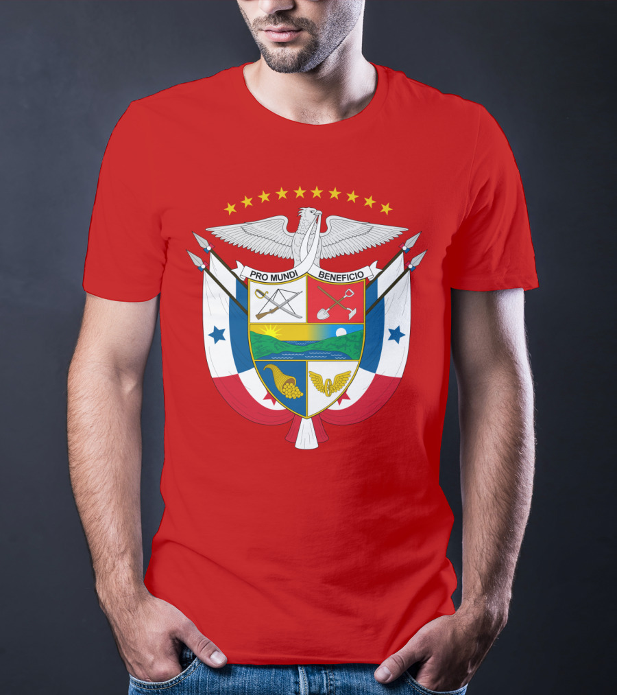 Pro Mundi Beneficio Escudo De Panamá Coat Of Arms Flag T-Shirt