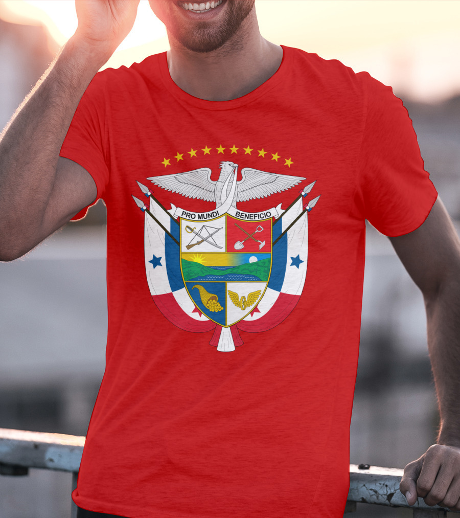 Pro Mundi Beneficio Escudo De Panamá Coat Of Arms Flag T-Shirt