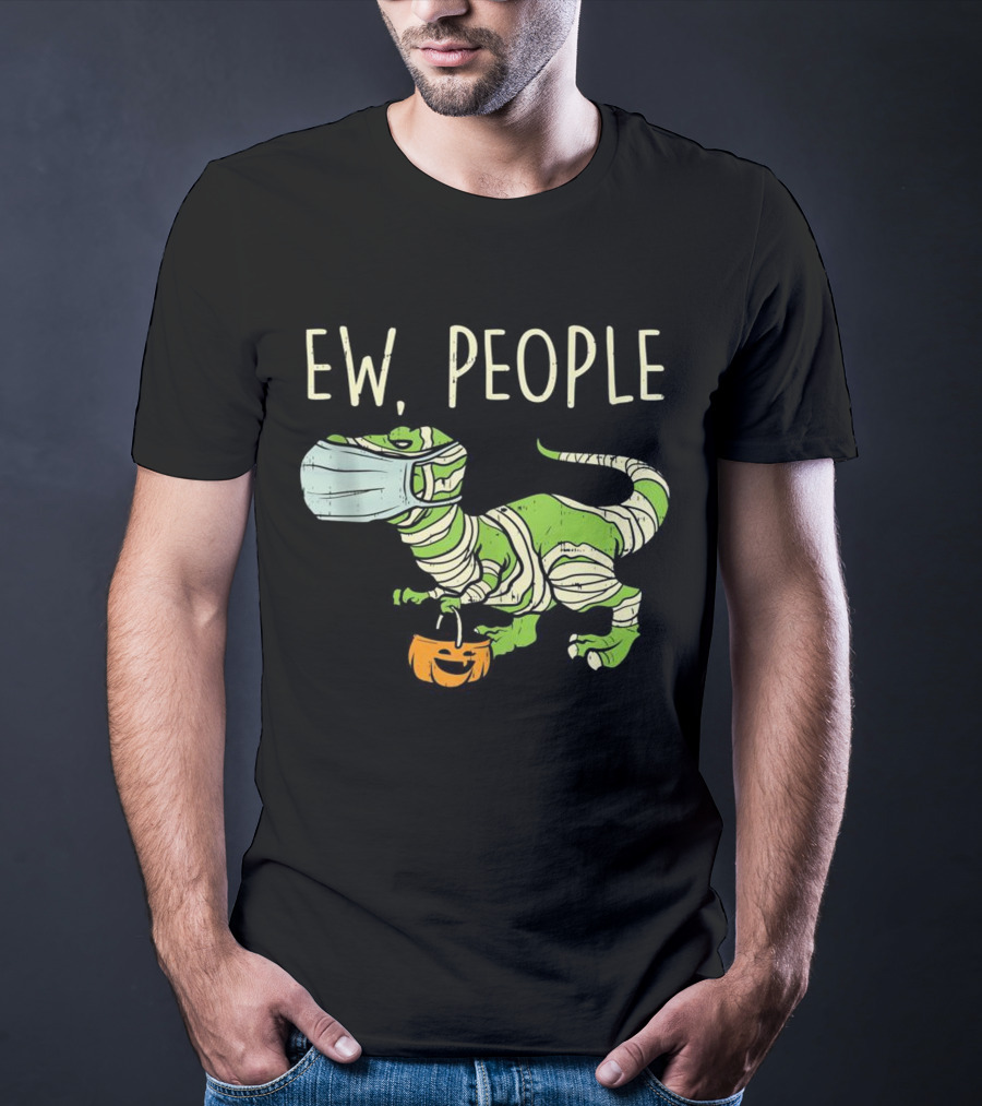Ew People Halloween Dinosaur Mummy With Pumpkin T-Shirt
