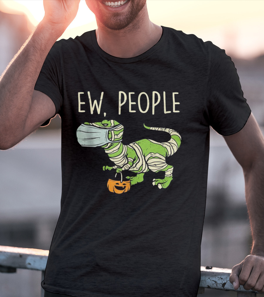 Ew People Halloween Dinosaur Mummy With Pumpkin T-Shirt