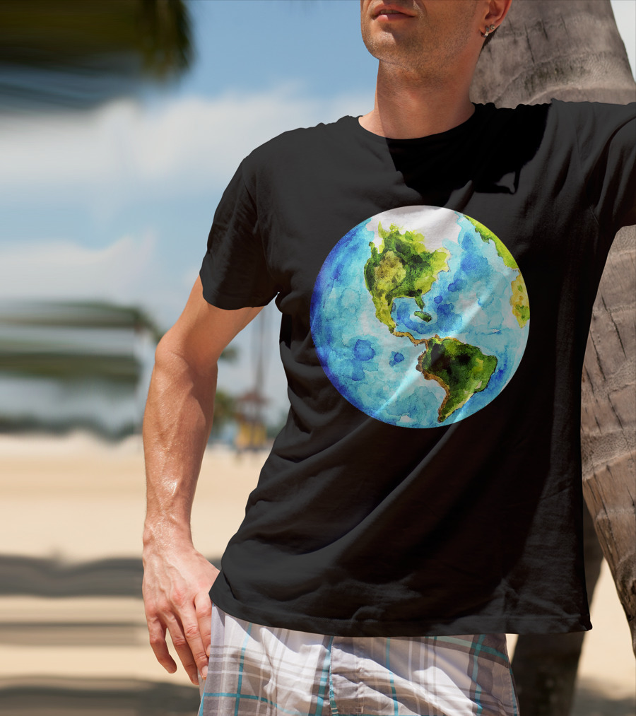 Earth Day Love Earth Watercolor Planet Earth T-Shirt