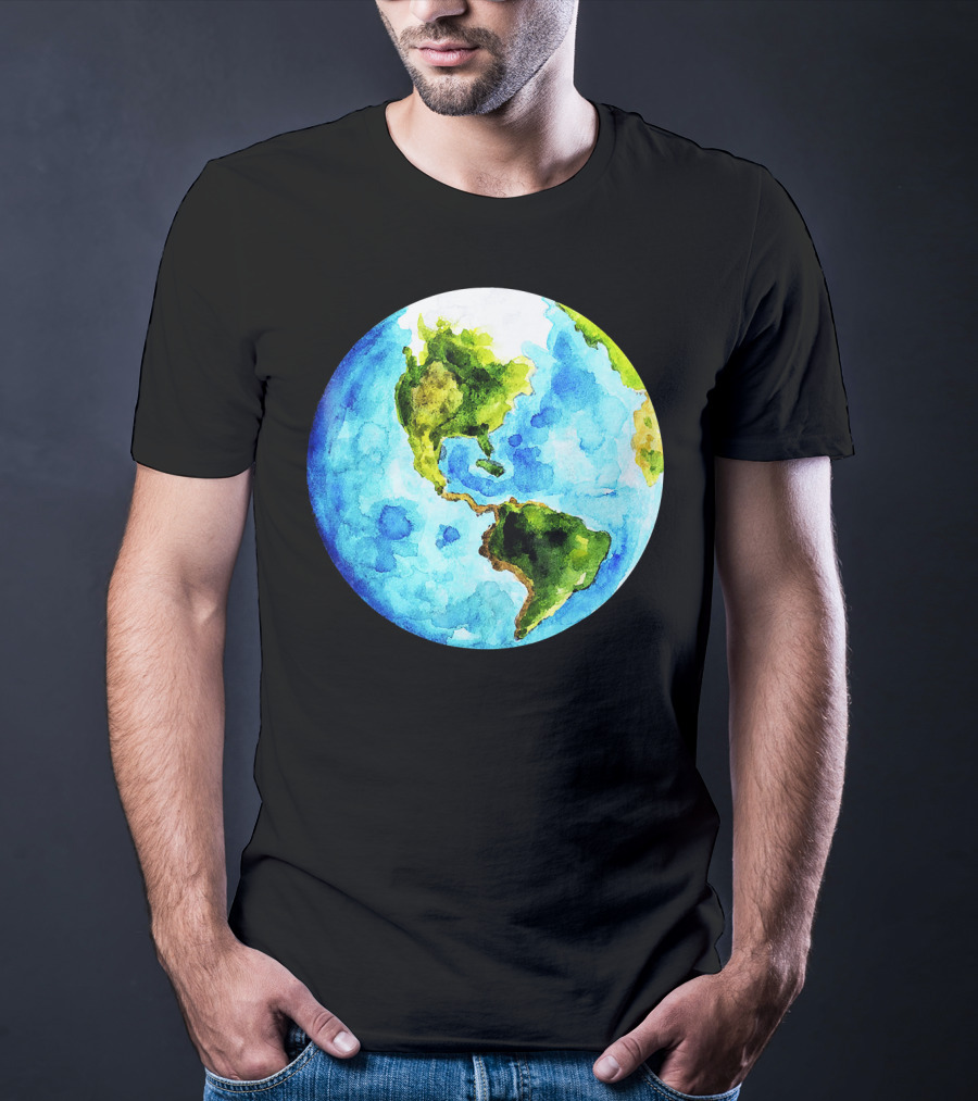 Earth Day Love Earth Watercolor Planet Earth T-Shirt