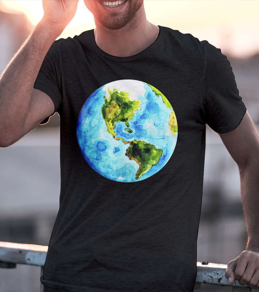 Earth Day Love Earth Watercolor Planet Earth T-Shirt