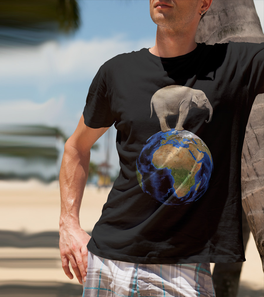 Elephant Standing On Earth Animal Conservation Earth Day T-Shirt
